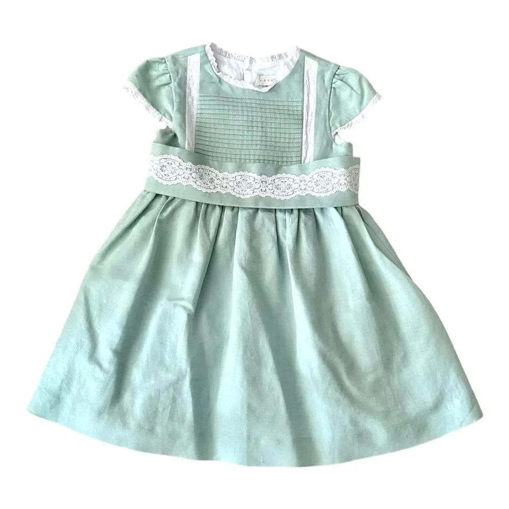 COCONUT | Mint | LINEN AND LACE DRESS - Picture 5 of 15
